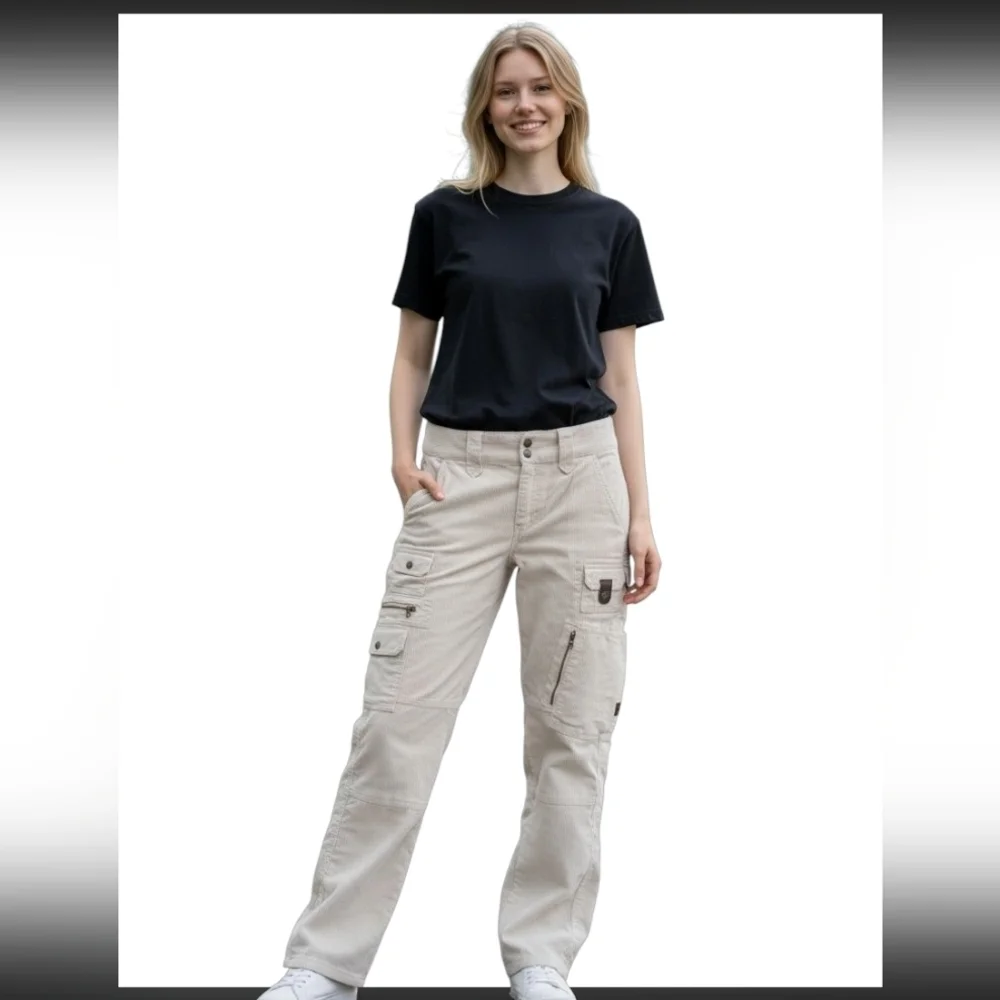 Lauren Ralph Lauren Corduroy Cargo Pants Beige Cream Utility